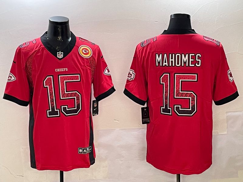 Men Kansas City Chiefs 15 Mahomes Red 2025 Nike Drift Fashion Color Rush Limited NFL Jersey style 4